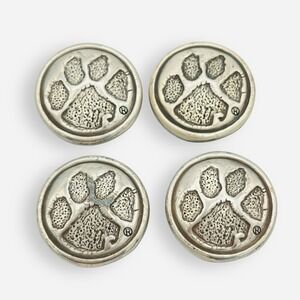 Lot Of 4 Paw Prints‎ Conchos with Screws 1.25" Silver Tiger Dog Wolf